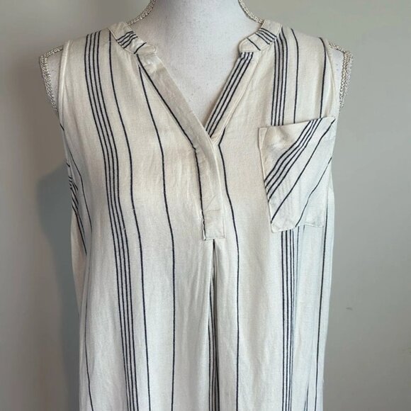 Thread & Supply (Anthropologie) Striped Shirt Dress V-Neck Pocket size M - Picture 3 of 9